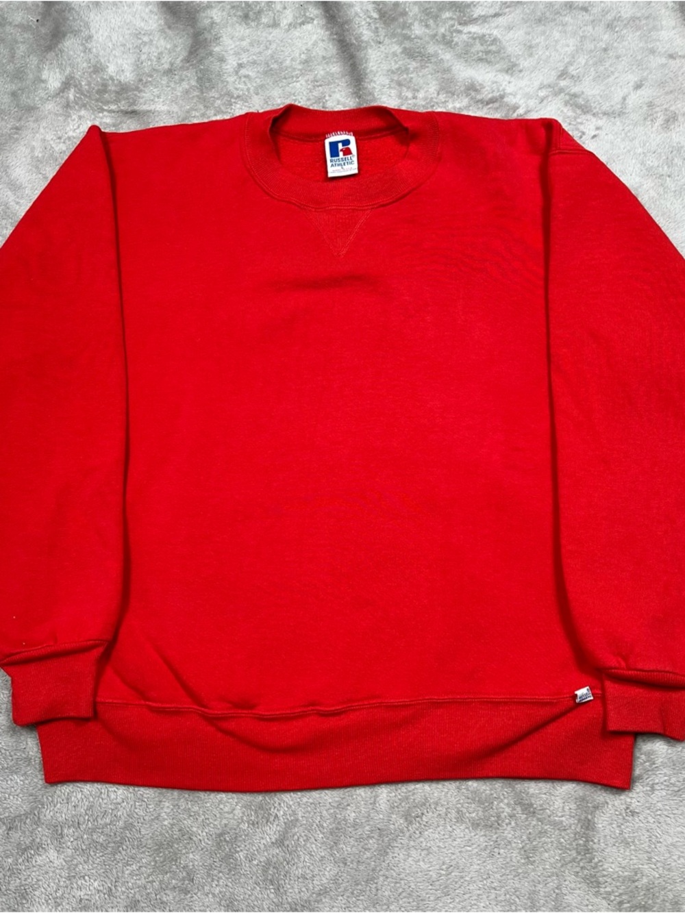 Vintage Russell Athletic Crewneck Sweatshirt Mens L Red Blank Raglan Made in USA